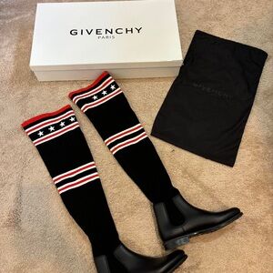 Givenchy Black and Red Star Stripe Boots